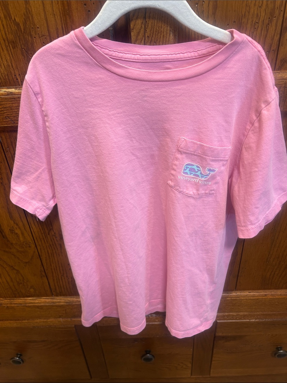Vineyard Vines Kids Light Pink Pocket Tee with Whale Logo